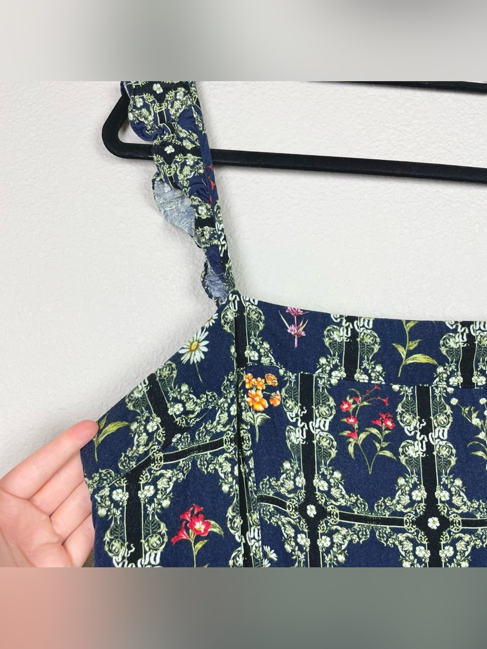 Agua Bendita x Target Women's Large Navy Floral Tile Flutter Sleeve Mini Dress - Picture 7 of 16